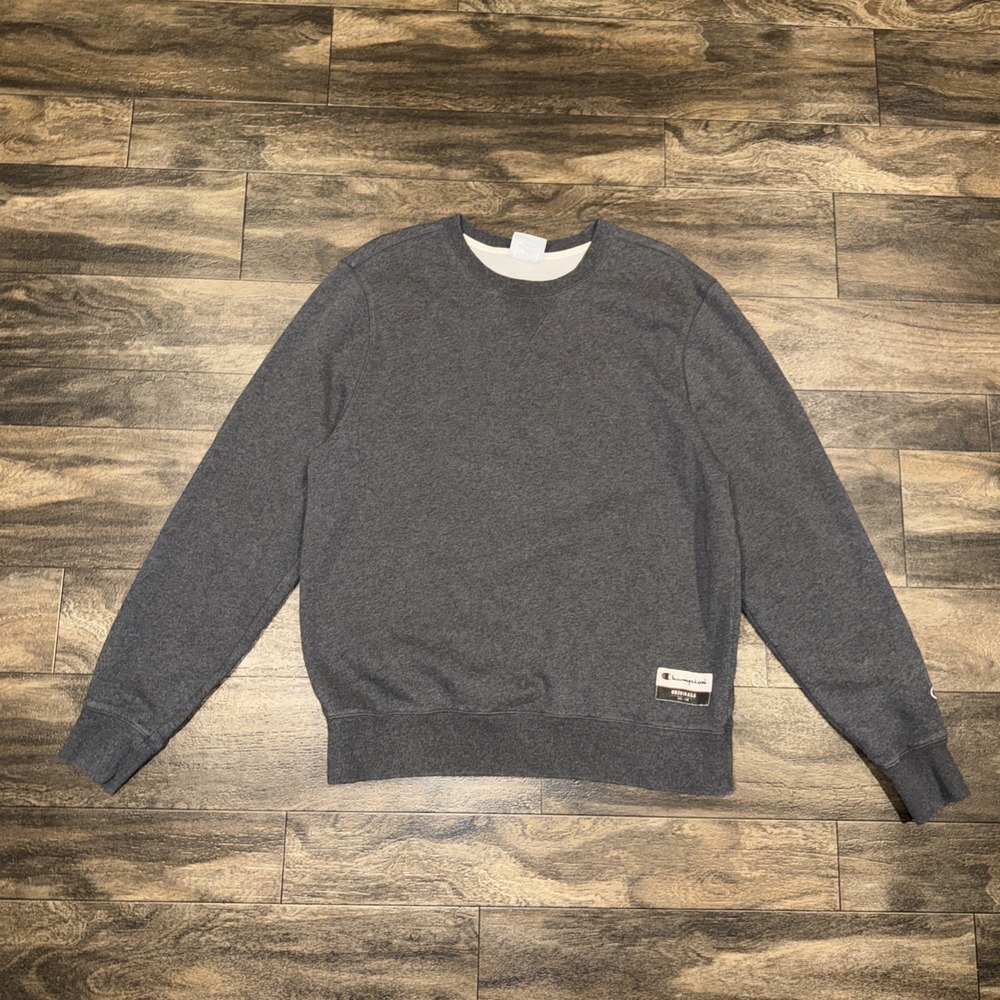 Champion Sweatshirt Crewneck Fleece Pullover Men's Size L Dark Grey Athletic Fit
